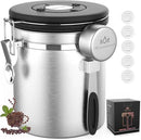 Coffee canister for ground coffee with Scoop Date Tracker One Way Co2 Valve 304 Stainless Steel Kitchen Food Airtight storage container for Coffee Beans,Grounds,Tea,Sugar (Silver, 16oz) by CozyNest Decor