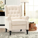 Mid Century Wingback Recliner Chair for Adults, Modern Linen Fabric Push Back Recliner Chairs with Button Tufted Upholstered Back & Footrest, Manual Recliner Chais for Living Room, Nursery, Beige by CozyNest Decor