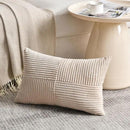 Fancy Homi 2 Packs Tan Lumbar Decorative Throw Pillow Covers 14x24 Inch for Living Room Couch Bed Sofa, Boho Home Decor, Soft Striped Corduroy Rectangle Accent Beige Cushion Case 35x60 cm by CozyNest Decor