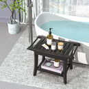 Zhuoyue Bamboo Shower Stool Bench Waterproof with Storage Shelf for Shaving Legs or Spa Bath Seat in Bathroom & Inside Shower for Adults Seniors Elderly (24 x 13.4 x 18.5 inches+Black) by TinyTreasures Baby Boutique