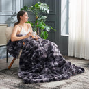 Cozy Bliss Faux Fur Throw Blanket for Couch, Fuzzy Soft Plush Thick Bubble Blanket for Sofa Bedroom Living Room,50 * 60 Inches Tie Dye Black by CozyNest Decor