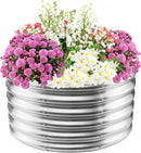 17" Tall Elevated Round Metal Rised Garden Bed- 2.7'x2.7' in Size and 0.8MM Thick Durable Planter Box for Vegetables Flowers Succulent at Patio/Garden Outdoor (Silver, 2.7FT Diameter) by GreenHaven Gardens
