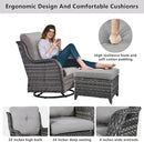 Wicker Patio Furniture Sets - 8 Piece Outdoor Rattan Furniture Conversation Sets with 4 Swivel Rocker Chairs, Rattan Sofa, Wicker Ottomans and Coffee Table, Mixed Grey/Grey by GreenHaven Gardens