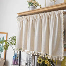 Sutuo Home Boho Sheer Curtain Valance Cotton Linen with Bohemian Handmade Tassels, Short French Farmhouse Window Treatment for Kitchen Cafe, Rod Pocket, 1 Panel 59" W x 18" L, Natural by CozyNest Decor