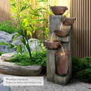 SunJet 5-Tier Cascading Indoor/Outdoor Water Fountain with LED Lights - 39.7" High Large Waterfall Floor Standing Fountain for Garden, Patio, Yard, and Deck Decor - Relaxing Outdoor Water Feature by GreenHaven Gardens