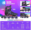 2PM SPORTS Vinal Girls Adjustable Flashing Inline Skates, All Wheels Light Up, Fun Illuminating Skates for Kids Men Adult Women and Boys by TinyTreasures Baby Boutique