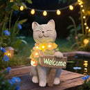 Solar Cat Garden Statue for Outdoor Decor, Cat Solar Light with Flowers, Resin Welcome Cats for Garden, Yard, Lawn Decor, Cats Lover Gifts for Women by CozyNest Decor