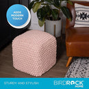 BIRDROCK HOME Buds Pouf Foot Stool Ottoman - Knit Bean Bag Floor Chair - Cotton Braided Cord - Great for The Living Room, Bedroom and Kids Room - Small Furniture (Dusty Rose - Buds) by CozyNest Decor