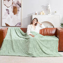 Cozy Bliss Checkered White Faux Rabbit Fur Throw Blanket, Soft Fuzzy Fluffy Minky Cream Furry Blankets for Couch, Bed (Sage Green, Queen(90" x 90") by CozyNest Decor
