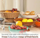Folkulture Wooden Fruit Bowl for Kitchen Counter | 12" Large Premium Eco Friendly Banana Fruit Basket for Kitchen | Acacia Wood Bowl with Holder, Pedestal for Table Decor, Centerpiece for Dining Table by CozyNest Decor