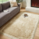 AMTOVO Faux Fur Sheepskin Rug for Living Room, 4 x 6 ft Beige Fluffy Area Rug for Bedroom, Playroom, Luxury Room Decor, Rectangle by CozyNest Decor