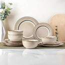 GBHOME Ceramic Dinnerware Sets,12 pcs Embossed Elegant Stoneware Plates and Bowls Sets, Housewarming Wedding Gift | Dishwasher & Microwave Safe | Dishes Set Service for 4 by CozyNest Decor