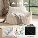 Giant Plush Bean Bag Chair for Adults with Armrests - Oversized Comfy Beige Beanbag Lounge Lazy Floor Sofa Accent Chair for Living Room, Bedroom & Dorm, Cozy Fluffy Single Cloud Mini Couch by CozyNest Decor