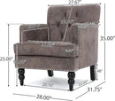 Christopher Knight Home GDFStudio Medford Brown Tufted Club Chair, Fabric Accent Chair with Studded Nailhead Accents by CozyNest Decor