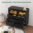 Changing Table Dresser with Drawers, Baby Dresser with Changing Table Top, Power Outlet, LED Light & Metal Feet, Diaper Changing Station Nursery Organizer for Infants Newborn, Black by TinyTreasures Baby Boutique