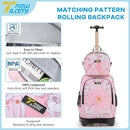 NEW TILAMI Girls & Boys Rolling Backpack - Moisture-Wicking, Adjustable Handle, Large Capacity, Perfect for School & Travel, Pink Flowers by TinyTreasures Baby Boutique