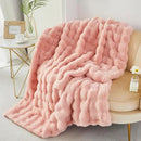 RYNGHIPY Faux Fur Bed Blankets Fluffy Warm Throw Blanket for Sofa Couch Soft Plush Decorative Blanket Thick and Heavy Cute Bubble Furry Blanket (Blush, 51''x63'') by CozyNest Decor