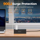 Black Extension Cord 5 Ft, TESSAN Flat Surge Protector Power Strip with 4 Wide Spaced AC Outlets 3 USB Ports (1 USB C), Ultra Thin Flat Plug with 900J Surge Protection, Office Dorm Room Essentials by TinyTreasures Baby Boutique
