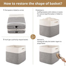 OIAHOMY 13 Kallax Inch Cube Storage Bins, 3-Pack Cotton Rope Woven Baskets for Organizing, Kallax Insert Storage Baskets for Shelves, Baby Nursery, Closet Organizer, 13*13*12.6IN, Grey & White by TinyTreasures Baby Boutique