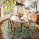 jinchan Round Rug 7ft Area Rugs,Vintage Floral Distressed Design Machine Washable Soft Non-Slip Low-Pile Ultra-Thin Circle Rug for Living Room Dining Room Bedroom Home Office (7' Round,Dark Green) by TinyTreasures Baby Boutique