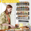 Magnetic Spice Rack Organizer for Fridge Seasoning Organizer for Kitchen storage with Screw or Adhesive Hanging,Magnetic Shelf with Hook for Refrigerator and Oven (Black, 5pack&12pcs) by CozyNest Decor
