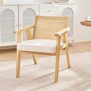 VEVOR Mid Century Modern Rattan Chair, Upholstered Velvet Accent Chair with Rattan Back, Retro Living Room Chair for Living Room, Bedroom, Reading Room, and Office, Beige by CozyNest Decor