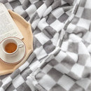 LOMAO Throw Blankets Flannel Blanket with Checkerboard Grid Pattern Soft Throw Blanket for Couch, Bed, Sofa Luxurious Warm and Cozy for All Seasons (Grey, 60"x80") by CozyNest Decor