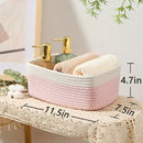 Small Storage Baskets for Organizing | Closet Organizer Bins | Shelf Toy Basket | Woven Rope Baskets | Cube Decorative Box | Shallow Basket | 11.5x7.5x4.7” | 4 Packs White Pink by GreenHaven Gardens