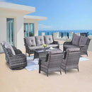 Outdoor Wicker Furniture Patio Set - 7 Piece Backyard Furniture Grey Rattan Conversation Sets with Swivel Rocker Chairs, Rattan Sofa, Club Chairs and Coffee Table, Grey Cushion by GreenHaven Gardens
