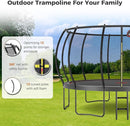 Tatub Large Trampolines Outdoor 10 12 14 15 16FT for Kids and Adults,Outdoor Recreational Pumpkin Trampolines with Curved Poles and Safety Enclosure Net, Basketball Hoop, Ladder by TinyTreasures Baby Boutique