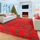 ONASAR Area Rugs for Living Room Bedroom, 5x8 Washable Fluffy Red and Dark Green Rug, Geometric Boho Soft Plush Shaggy Fuzzy Floor Carpet for Nursery Kids Girls Boys Teen Dorm Home Decor Aesthetic by TinyTreasures Baby Boutique