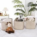 3-Pack Shelf Baskets for Organizing, Woven Storage Basket for Shelves, Cotton Rope Storage Bins for Toys Books, Nursery Towel Baskets for Classroom, 14.96"X9.8"X8.85", Brown by CozyNest Decor