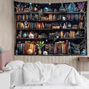 HVEST Magic Bookshelf Tapestry Wall Hanging Vintage Bookshelf Witchy Books Plant Skull Gothic Halloween Tapestry Aesthetic Starry Sky Tapestries for Bedroom Living Room Dorm, 51L x 59W Inches by CozyNest Decor