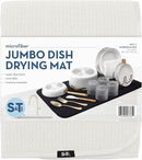 S&T INC. Dish Drying Mat Jumbo, 18” x 30”, Absorbent Microfiber Kitchen Counter Mat, Dish Drying Pad for Dishes, Utensils, Pots and Pans, Jumbo, Cream by CozyNest Decor