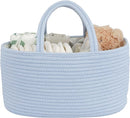 Diaper Caddy Organizer Cotton Rope Baby Basket Nursery Storage and Portable Tote Bag for Car Ideal Baby Shower Gifts and Registry Must-Have for Newborn Essentials blue by TinyTreasures Baby Boutique