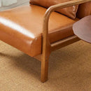 Glitzhome 2 Set Mid Century Yellowish Brown Accent Armchair, Single Reading Armchair PU Leather Lounge Chair with Walnut Ruberwood Frame by CozyNest Decor