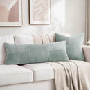 Fancy Homi Set of 2 Grey Blue Boho Long Lumbar Body Decorative Throw Pillow Cover 14x36 Inch for Bed Couch Bedroom Bench, Soft Patchwork Corduroy Textured Pillow Case, Rustic Farmhouse Room Décor by CozyNest Decor