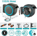 GARDENA (18630) Retractable Garden Hose Reel 115' x 1/2" Wall Mounted, Automatic Retraction & Length Lock for Easy Watering. Heavy Duty Swivel Bracket 180°, Includes Nozzle. Made in Europe by GreenHaven Gardens