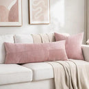 Fancy Homi 2 Packs Blush Pink Decorative Throw Pillow Covers 18x18 Inch for Living Room Couch Bed, Rustic Farmhouse Boho Home Decor, Soft Corss Corduroy Patchwork Textured Square Cushion Case 45x45 cm by CozyNest Decor