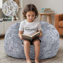 Kids Bean Bag Chair Turn into Beanbag Bed, Dinosaur Toddler Bean Chair for Girl Boy Sleeping, Lazy Children Bean Bags with Filler, Convertible Child Floor Mattress, Grey Dino by TinyTreasures Baby Boutique