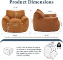 Giant Plush Bean Bag Chair for Adults with Armrests - Oversized Comfy Orange Beanbag Lounge Lazy Floor Sofa Accent Chair for Living Room, Bedroom & Dorm, Cozy Fluffy Single Cloud Mini Couch by CozyNest Decor