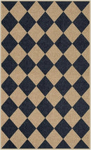 Lahome Checkered Easy Jute 3x5 Outdoor Patio Rug, Washable Rugs for Entryway Diamond Indoor Outdoor Living Room Carpet, Farmhouse Neutral Non Slip Black Door Carpet for Backyard Bedroom by CozyNest Decor