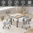 Kid Table and Chairs, Height Adjustable Childrens Table and Chair Set, Kids Tables for Age 2-8, Graffiti Desktop, Table for Kids with 4 Seats, Small Kids Table, Max 300lbs by CozyNest Decor