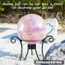 VCUTEKA Gazing Ball, Iridescent Crackled Glass Mosaic Gazing Balls Sphere for Garden Lawn Outdoor Ornament Yard Decorative, 10-Inch, Pink by CozyNest Decor