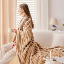 NEWCOSPLAY Super Soft Twin Blanket Brown Premium Silky Flannel Fleece 3D Ribbed Jacquard Lightweight Bed Blanket All Season Use (Brown Ribbed, Twin(60"x80")) by CozyNest Decor