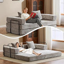 Convertible Sleeper Sofa Bed, Compression Folding Sofa with Pillow, No Assembly Required, Shape Frame, Floor Sofas Lounge Couchs for Living Room, Bedroom, Small Spaces(Chenille, 77''W, Light Grey) by CozyNest Decor