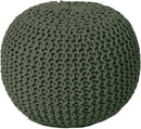 REDEARTH Round Hand Knitted Pouf - Foot Stool Bean Bag Ottoman - Cord Boho Pouffe - Poof Accent Beanbag Footrest for Living Room - Bedroom - Patio - Lounge (19.5"x19.5"x14") - Olive by CozyNest Decor