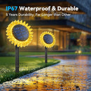 Solar Garden Lights - Upgraded Solar Sunflower Light, Ground/Wall 2 In 1, Solar Outdoor Lights Waterproof IP67,Garden Yard Patio Backyard Pathway Landscape Fence Wall Decoration, Warm White(4 Pack) by GreenHaven Gardens