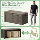 Greesum 120 Gallon Outdoor Storage Box with Lock - Large Resin Deck Box, Reinforced Lid for Garden, Patio, Lawn, Coffee by GreenHaven Gardens