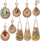 AARAINBOW Boho Wall Hanging Baskets for Kitchen Storage, Fruit Woven Wall Basket 9 Pcs, Hanging Vegetable and Onion Storage with 24 Hooks （Brown） by CozyNest Decor